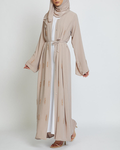 アラビアンイスラム服カスタムシフォンビーズオープンアバヤ女性用イスラム教徒用ドレス - Product Image 4