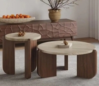 Table basse en bois de luxe moderne de Style nordique côté simple en forme de terrazzo noyer pour salon meubles de maison personnalisables
