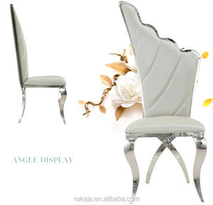 Chaise de table moderne en cuir avec ficelles latérales, siège d'extérieur, pour restaurant, ou plage, en acier inoxydable - Product Image 4