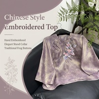 Vêtement d'extérieur pour femme en soie Xiangyunsha, broderie française artisanale, nouveau style chinois, avec boutons grenouillère en soie de mûrier