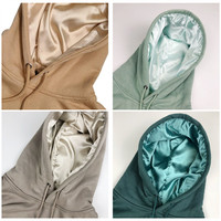 Sweat-shirts d'hiver personnalisés HY doublés de satin, brodés, ODM, pour impression personnalisée, haut de gamme, unis, courts, unisexes