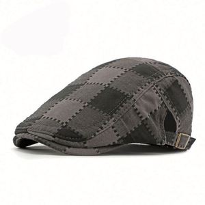 High Quality Men's Fashion Retro Gatsby Plaid Ivy <b>Cap</b> for Men <b>Flat</b> Ivy Herringbone Duckbill Newsboy Beret Ivy Hats - Product Image 1