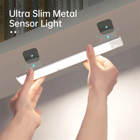 Lampu LED Induksi Tubuh Manusia Nirkabel Tipis Sensor Gerak Cerdas Lampu Malam Lemari Kabinet USB Dapat Diisi Ulang Pemasangan di Dinding