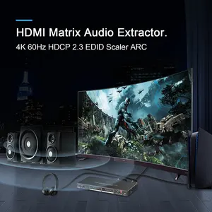 HDMI Matrix ARC 4 In 2 Out 4K HDR EDID 4K 7.1/5.1/COPY Switch With SPDIF L/R Audio Extractor-Down-Scale 4K To 1080P