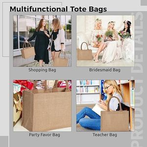 Custom Manufacturers Natural Grocery Shopping Hessian Bags Beach Handbags Jute Gunny Tote Bag Blank Burlap Tote Bag - Product Image 4
