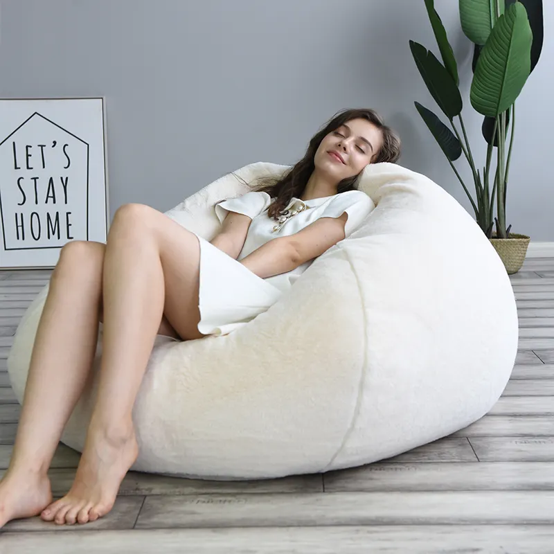 럭셔리 거실 침실 편안한 가짜 모피 Beanbag 소파 Unfilled 아늑한 콩 가방 의자 커버 현대 휴식 소파 copridivano XL