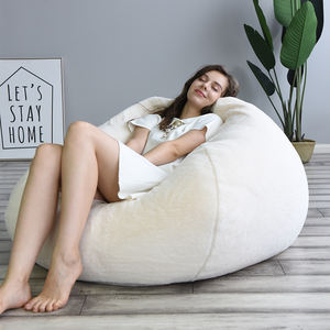 Luxury Living Room Bedroom Comfortable Faux Fur Beanbag Sofa Unfilled Cozy Bean Bag <strong>Chair</strong> Cover Modern <strong>Rest</strong> Sofa Copridivano XL - Product Image 5