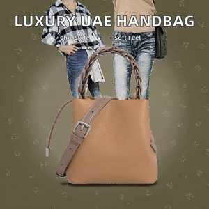 Sac seau en cuir de luxe pour femmes, élégant, léger, durable, petit sac à main avec fermeture à rabat, doublure en PU - Product Image 2