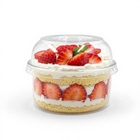 Boîte à gâteau miniature transparente jetable avec couvercle en dôme, empilable, en plastique PET, pour petits gâteaux éponge, sushis, personnalisable