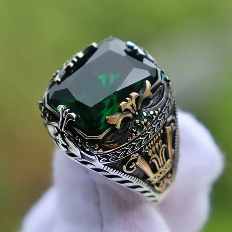 Gemstone Jewellery 925 Silver Ring Luxury Multicolour Saudi Mens Fashion Stainless Steel Thai Silver