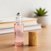 Flacon de parfum et roll-on en verre avec couvercle en bambou personnalisé avec logo, 5 ml, 10 ml, surface polie, cosmétiques, décoration de la maison, flacon roll-on de voyage