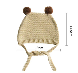Bonnet personnalisé avec logo, côtelé, à <span class=keywords><strong>pompon</strong></span>, pour enfants, en acrylique doux, avec fermeture à nouer, confortable, pour l'automne, extérieur, neutre, adorable, usage quotidien - Product Image 2
