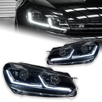 Pour Volkswagen Golf 6 (2009-2012) : Ensemble de phares améliorés avec lentilles LED 75W 12V et clignotants séquentiels