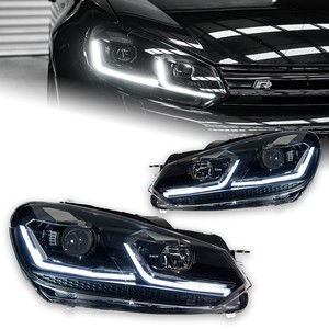 Para Volkswagen Golf 6 (2009-2012) Conjunto <span class=keywords><strong>de</strong></span> Faros Delanteros Actualizados a Lentes <span class=keywords><strong>LED</strong></span> <span class=keywords><strong>de</strong></span> 75W 12V con Señales <span class=keywords><strong>de</strong></span> Giro Dinámicas - Product Image 1