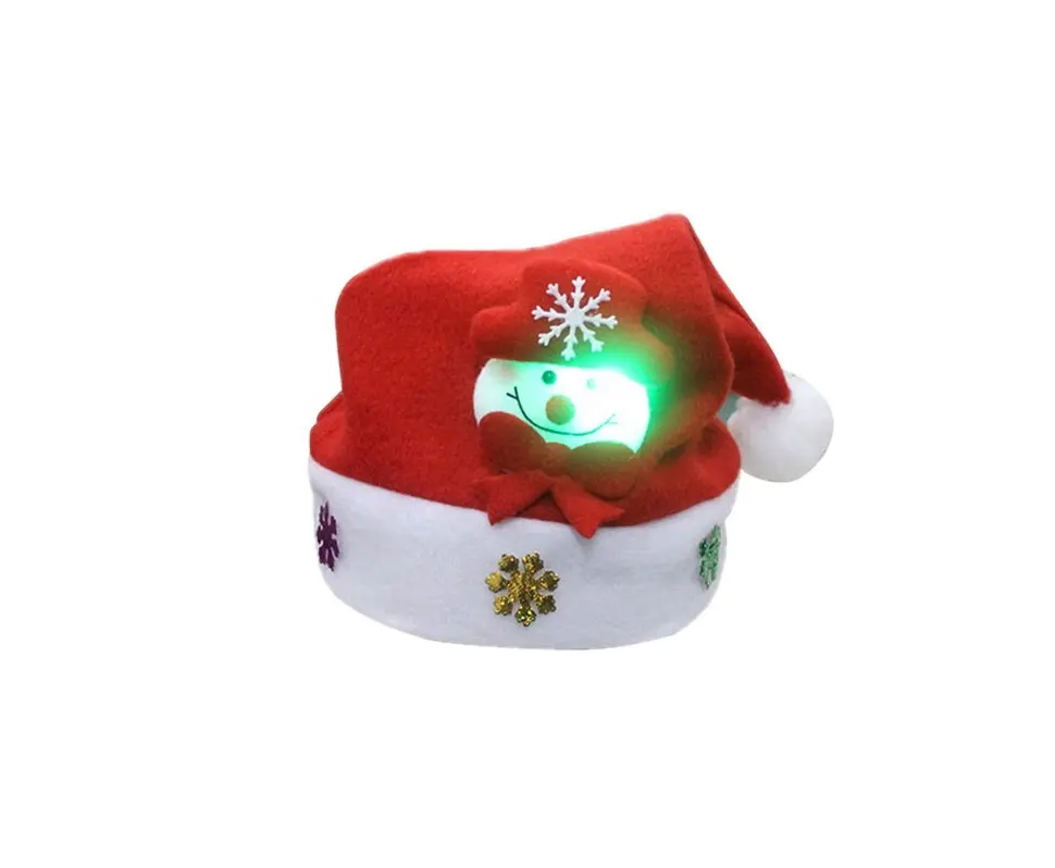 Dekorasi Natal Tahun Baru Navidad Xmas topi Dewasa dan anak-anak topi Santa kartun manusia salju Elk Santa topi dengan lampu Led