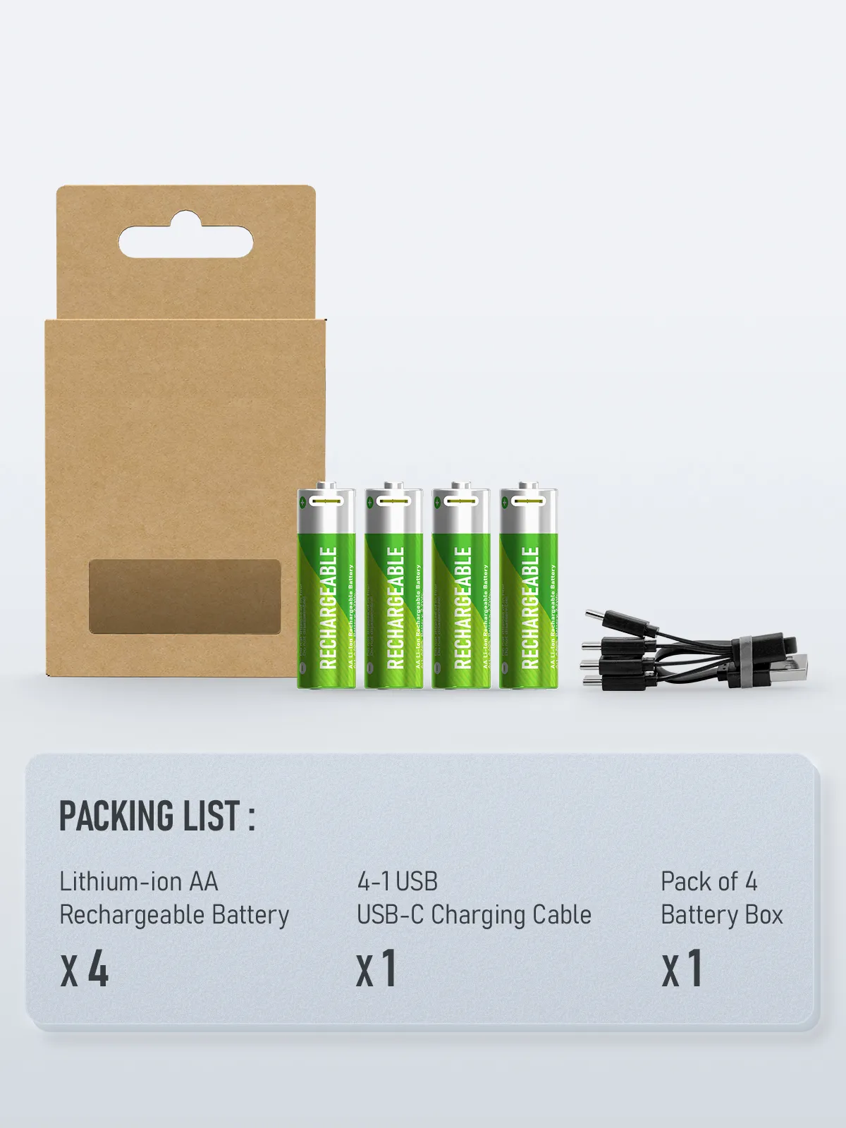 Oem Veiligheid 1000 + Cycli Keer Leven 1.5V 2550mwh Type C Poort Usb Aa Lithium Oplaadbare Batterij