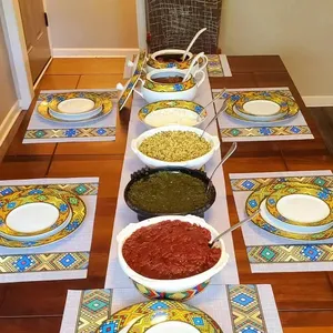 Yeni geleneksel etiyopya eritre habesha yemek placemat baskı saba tilet mat
