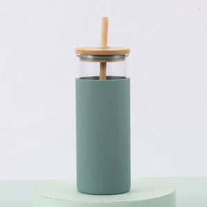 Ywjc - Vasos de Vidrio de Borosilicato Más Vendidos, Botella de Agua con Tapa de Bambú y Pajita - Product Image 5