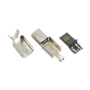 Nikkel/Vergulde Micro Usb 5pin Lasttype Mannelijke Stekker Oplader 5P Usb Staart Opladen Jack 3 In 1 Metalen Onderdelen