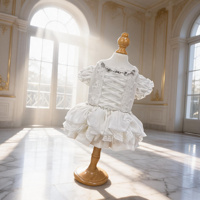 Robe de Mariage pour Chien en Satin Blanc de Luxe, Confortable, avec Dentelle et Strass Élégants, Style Corset Ajustable, Vente en Gros
