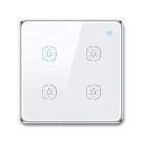 Interrupteur tactile intelligent WiFi 4 voies 10A pour application Smart Life, norme UK/EU, pour contrôle à distance via téléphones mobiles