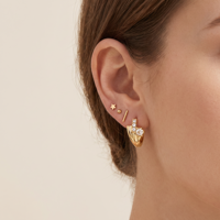 Boucles d'oreilles créoles petites HOVANCI en acier inoxydable plaqué or, incrustées de zircone cubique, motifs fleur, papillon, cœur, étoile, pour mariage