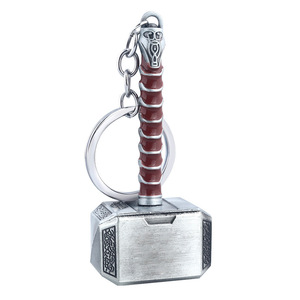 2 pz portachiavi Custom argento <span class=keywords><strong>Marvel</strong></span> <span class=keywords><strong>Thor</strong></span> martello portachiavi per le donne ragazze uomini rozzo elegante portachiavi accessori - Product Image 6