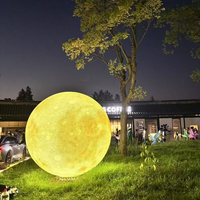 2M/ 3M Mobilier d'extérieur Décoration personnalisée de festival Boule de lumière LED Boule de lune géante en plastique de haute qualité Lumière de lune dorée
