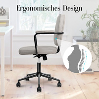 Chaise de bureau ergonomique moderne en fer, réglable en hauteur, pivotante à 360°, dossier solide imperméable, accoudoirs articulés, pour bureau à domicile