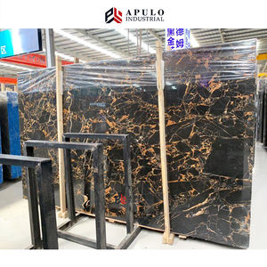 백색 노란 정맥을 가진 자연적인 돌 까만과 금 정맥 꽃 포르토 까만 대리석 벽 미켈란젤로 익지않는 까만 금 대리석 석판 - Product Image 4