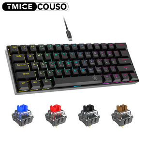 Teclado Mecánico para Juegos al 60%, Ergonómico, Cable Desmontable Tipo C, Mini, Blanco con Interruptores Azules, Teclado para Juegos al 60% - Product Image 1