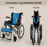 Fauteuil roulant manuel en aluminium certifié ISO avec siège en maille respirante et freins autobloquants