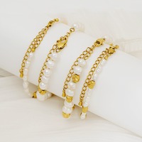 Bracelet en acier inoxydable avec perles naturelles, nouveau design de bracelet