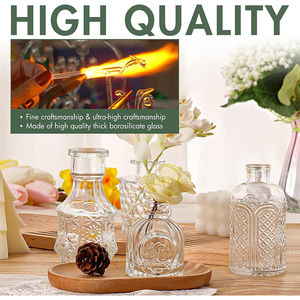 Vaso de Vidro Transparente Luxuoso para Mesa, Conjunto de 20 Peças para Casamento, Decoração de Flores em Cristal Art Deco - Product Image 5