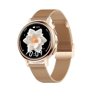 Ladies Waterproof Smartwatch AK88 IP68 Waterproof Round Gold Dial Metal Strap Options BT Call Fitness Tracker LED Flashlight - Product Image 3