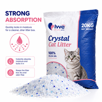 Litière pour chat en cristal de silice en vrac 20 kg, faible teneur en poussière, absorption rapide, contrôle des odeurs, fournisseur d'usine