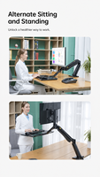 Support d'écran double usage pour poste de travail, bureau debout réglable en hauteur, bureau rotatif pour applications médicales et bureaux, 22-32 pouces