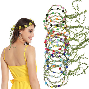 WOWEI Forest-Style Headband Garland Beach Travel Accesorio para el cabello Simulado Rose Party Headwear para promociones - Product Image 1