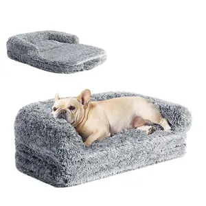 Hochwertiges Luxus-Großsofa Haustier/Hundebett mit abnehmbarem waschbarem Bezug Haustierbetten 2 in 1 Bett und Matte faltbar