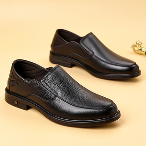 Mocassins en cuir véritable pour hommes, chaussures d'affaires décontractées à bout rond et semelle souple, automne - Product Image 1