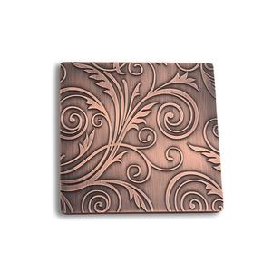 Posavasos Metálico Cuadrado de Latón y Cobre Antiguo, Estilo Único, con Logotipo Personalizado - Product Image 2