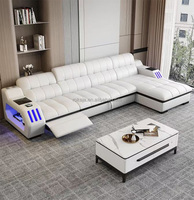 Sofá Inteligente con Luces LED, Multifuncional, de Cuero, con Masaje, Proyectores de Sonido, Espacio de Almacenamiento, Sofá Cama Reclinable