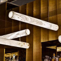 Lustre décoratif moderne de luxe en marbre, luminaire suspendu pour plafond haut, lustre en albâtre naturel suspendu