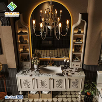 OEM 2025 Juerte doré bois massif moderne chambre à coucher salle de bain ensemble de vanité Table à manger bureau cuivre panneau d'armoire miroir évier robinet