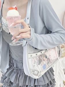 Sac à main en forme de cœur <span class=keywords><strong>Ita</strong></span> Bag Kawaii 2026, style Lolita mignon, cosplay mignon, <span class=keywords><strong>rose</strong></span> en PU avec nœuds en ruban - Product Image 4