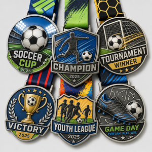 Médailles de sport en alliage de zinc 3D personnalisées pour le football, la coupe de football, les vainqueurs de la <span class=keywords><strong>ligue</strong></span> <span class=keywords><strong>des</strong></span> jeunes, avec ruban - Product Image 1