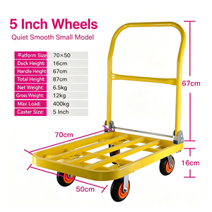 Platform Hand Truck, Heavy Duty Folding Dolly <b>Cart</b> with 360 Degree Swivel <b>Wheels</b>, Collapsible Flatbed <b>Cart</b> for Moving, Warehouse - Product Image 2