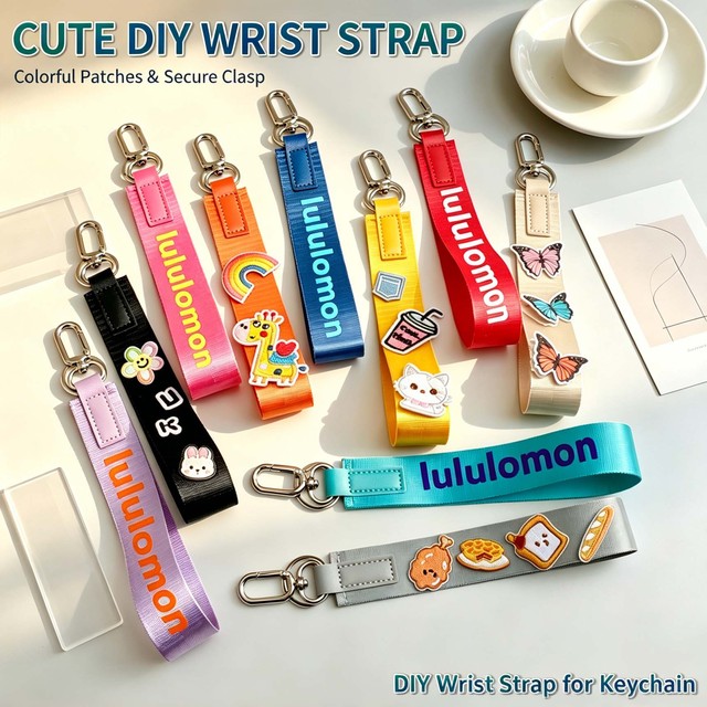 Nylon Woven Eco-Friendly Wrist Lanyard Keychain Silk Screen Custom Logo Alloy Phone Strap DIY Charm Party Favors Gift Souvenir