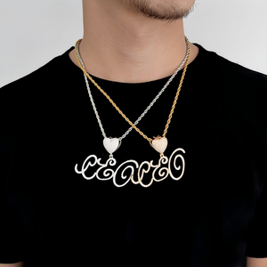 Colgante de Hip Hop con Letra de Corazón y Alfabeto Empalmado, Chapado en Oro Real, Engaste de Puntas, Plata 925, Moissanita, Personalizado, Estilo Bling Iced Out - Product Image 6