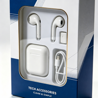 Boîte d'emballage personnalisée pour écouteurs, boîte en papier avec fenêtre transparente, boîte cadeau pour accessoires technologiques
